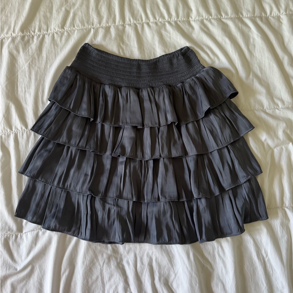 Gray Tiered Ruffle Skirt